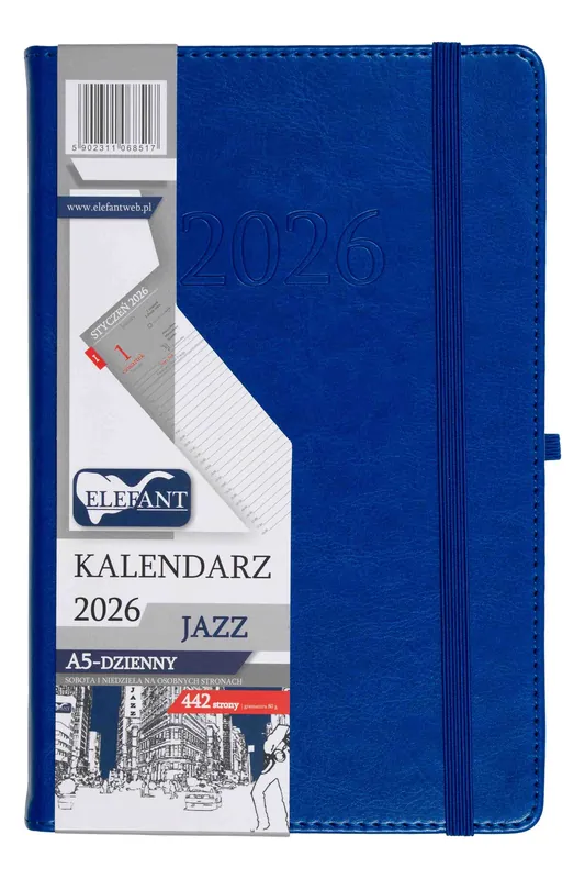 Kalendarz 2026 A5 dzienny Jazz niebieski Szybka dostawa