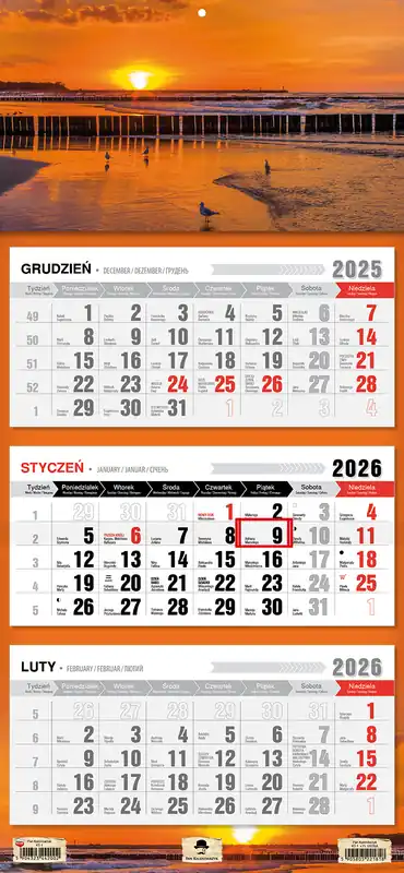 Kalendarz 2025 Trójdzielny płaska główka Ustka Taniej