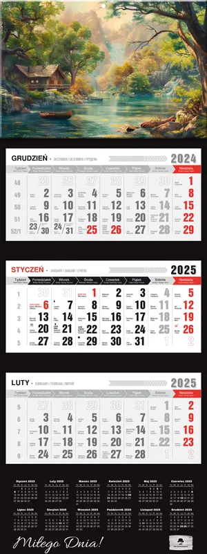 Kalendarz 2025 Trójdzielny Premium Pejzaż Tylko dziś