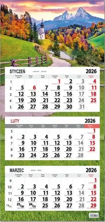 Taniej Kalendarz 2025 trójdzielny płaska główka jesień